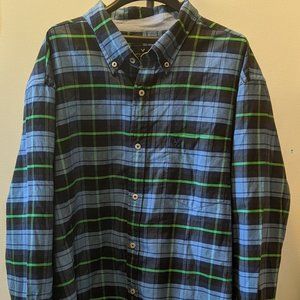 American Eagle XXL Plaid Blue/Green Button-Up